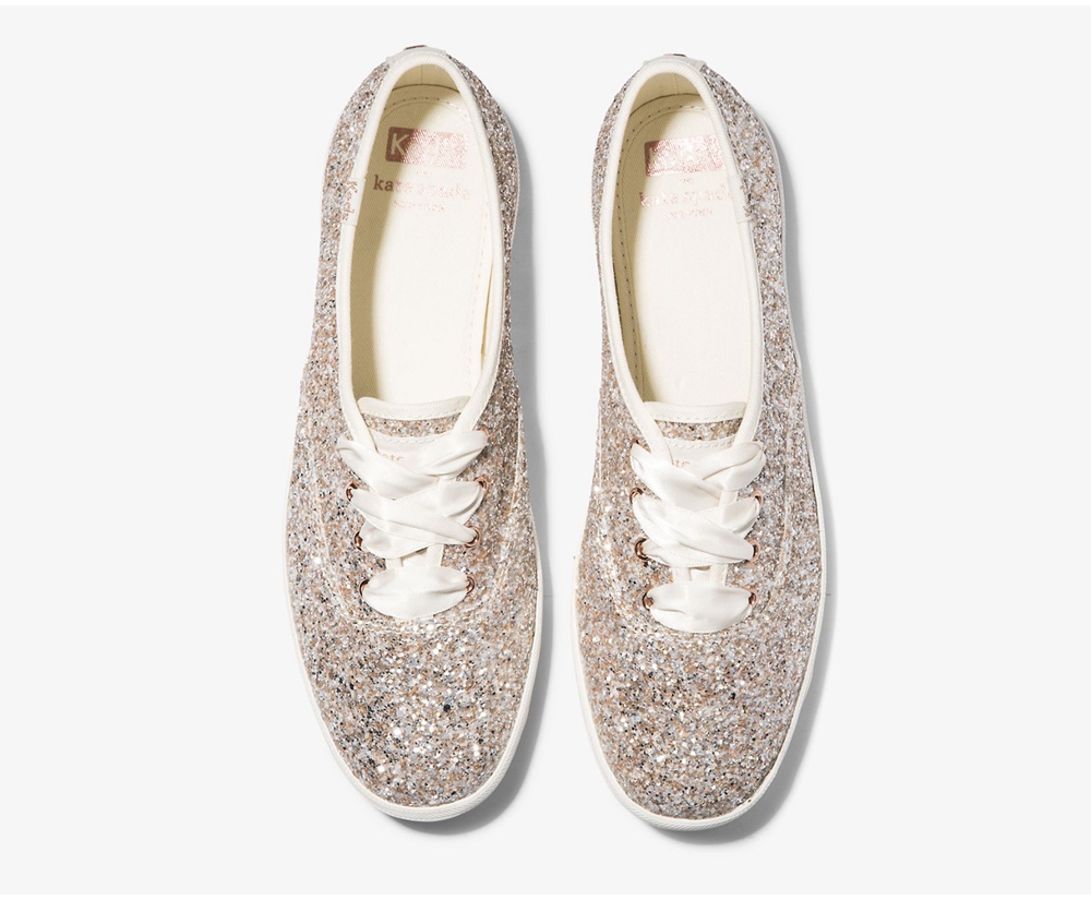 Keds Sneaker Damen Rosa Gold - Kate Spade New York Champion Glitter - VEJ-163240